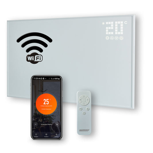 Höffmayr slim infrarood paneel met wifi 600 watt carbon crystal 60x100 met wifi