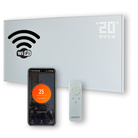 Höffmayr slim infrarood paneel met wifi 770 watt carbon crystal wit 60x120